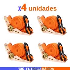 Cinta com Catraca 4 Unidade 25mm x 4,5m Amarração de Carga Super Resistente para Caminhão Carro Moto