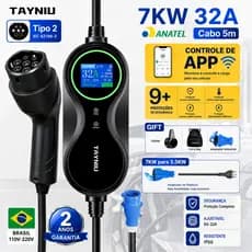 Carregador de carro elétrico Portátil TAYNIU 7KW 32A Tipo 2 tela 1,8" com inteligente Controle via App para BYD, GWM