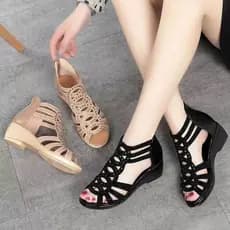 Sandálias Femininas Sapatos De Verão Cor Misturada Saltos Cunhas Gladiador Casuais Plataforma GG6I