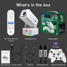 Projetor 6 em 1: Cinema, TV , Jogos, Karaokê e Som Potente!Controle remoto por voz