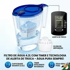 Garrafa de água purificadora doméstica de 4.2L, filtro ABS de qualidade alimentar, elemento de filtro de água da torneir