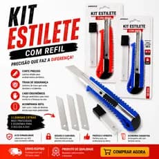 Estilete Profissional 16mm Trava Automática Lâmina Aço 3 Lâminas Extras Corte Preciso