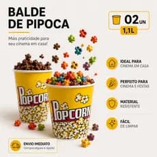 Baldes Pipocas Grandes Cinema Casa Resistente Alta Capacidade Durável