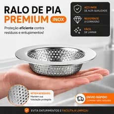 Ralo Pia Cozinha Inox Redondo Tela Protetora Borda 9cm
