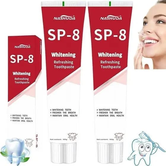NASHUDA SP8 Pasta de Dente Ultra Clareadora e Probiótica, Fórmula Segura para o Esmalte, para, Hálito