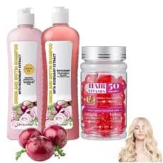 Conjunto de com Shampoo de Cebola, Biotina e Alecrim. Shampoo e Condicionador de Cebola para Crescimento Capi