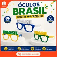 ÓCULOS BRASIL ESTILO TORCEDOR | 15% OFF | Leve mais por menos | Ideal para Copa, Churrasco, Festa e Fotos Engraçadas