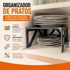 Organizador de Pratos e Louças para Armário | Suporte Empilhador Multiuso | Otimiza Espaço, Organização | 3 tamanhos