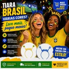 Tiara Brasil para Torcedores Amarela e Azul | Copa do Mundo, Festas e Eventos | Leve Mais e Pague Menos