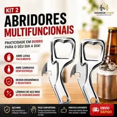 Kit 2 Abridor de Latas e garrafas Resistente Aço inox Cozinha Cerveja bar Abridores Multifuncional