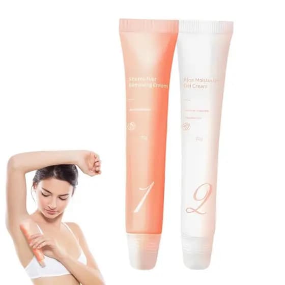 Creme Depilatório Auures 2025 Novo Kit de Creme Depilatório Facial Indolor com Espátula, Removedor de Pelos Faciais para