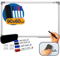 Lousa Branca Quadro Branco 90x60cm + 4 Pincel Marcadores  + 1 Apagador Didática Média