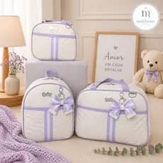 Bolsa Maternidade Grande + Bolsa Media + Mochila de bebe Menina Impermeável  3 Peças Enxoval