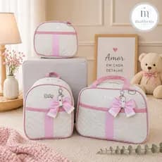 Kit Bolsa Maternidade Grande + Bolsa Media + Mochila de bebe Menina Impermeável  3 Peças Enxoval