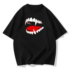 Camiseta OVERSIZED estampada blusa camisa Streetwear em algodão 30.1 modelo DENTES BOCA Premium