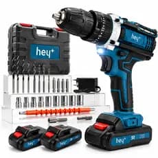 Parafusadeira Furadeira Martelete 3 em 1 Sem Fio 21V 30Nm 1350rpm Heyplus 2 Baterias 3000mAh Bivolt com Maleta