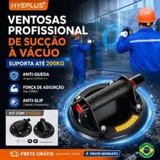 Kit 2 Ventosas Sucção Vácuo 200Kg Profissional Porcelanato Vidro Mármore Granito 8 Pol 200mm