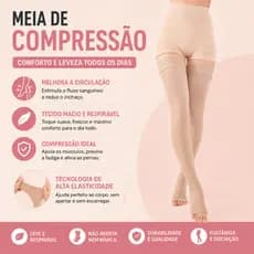 Meia Compressiva Coxa 30-40 mmHg Dedo Aberto, Pós-Cirurgia Varizes, Alívio Inchaço Fadiga Unissex