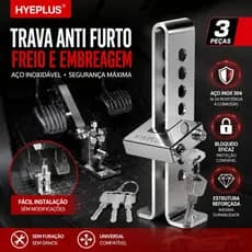 Trava Anti Furto Pedal Carro E Caminhão Segurança Em Aço Reforçado Universal Tranca Freio Embreagem
