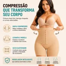 Short Cinta Modeladora 2 em 1 com Compressão Ajustável – Reduz Medidas, Modela Barriga e Levanta o Bumbum