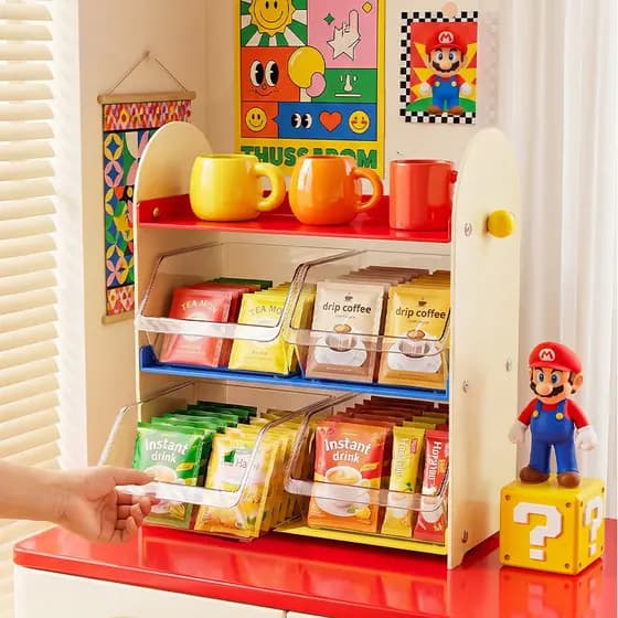 Rack de armazenamento de copos multicamadas Dopamina Color Matchable Tea Bag Box