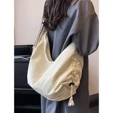 Bolsa de lona de grande capacidade para meninas estilo ins personalizado saco de bolinho de cor sólida outono inverno um