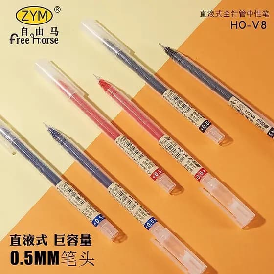 Caneta Rollerball líquida reta tubo de agulha completa 0.5mm caneta Gel estudo escritório exame assinatura caneta V8