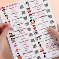 Notas adesivas orais em inglês para crianças, educação infantil, adesivos de palavras de iluminação, cena da vida diária