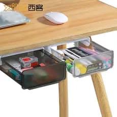 Sob a gaveta da mesa escritório caixa de armazenamento mesa plástico pequena gaveta sob a mesa prateleira invisível ferr