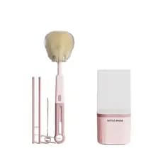 Conjunto de escova de garrafa de Silicone multifuncional bebê alça reta escova de mamilo portátil escova de limpeza de c