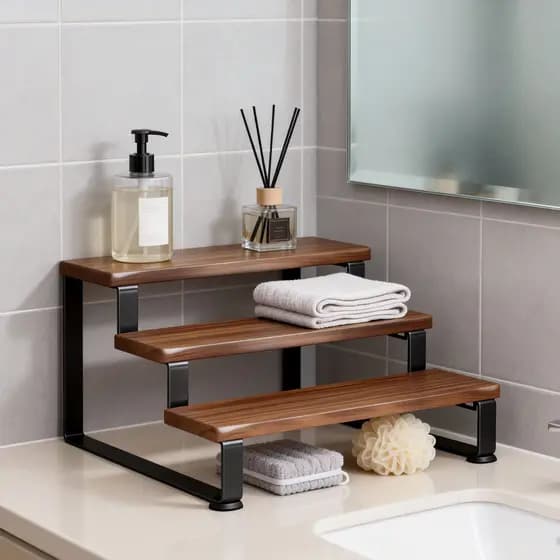 Rack de armazenamento de cosméticos lavatório produtos de cuidados com a pele escada estilo organizador máscara de Perfu