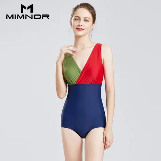 Min Nuotao novo estilo senhoras maiô verão de uma peça conservador mais magro olhar reunião piscina treinamento de Fitne