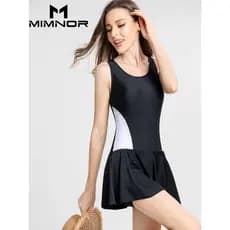 Minnotao maiô feminino verão conservador saia de uma peça estilo mais magro olhar preto esportes maiô senhoras piscina d