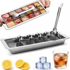 Bandejas De Cubos De Gelo De Aço Inoxidável , Metal Para Freezer Design Inspirado Vintage Com Alavanca De Liberação E Al