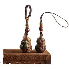 Chaveiro De Cabaça De Madeira Artesanal Com Miçangas , Ábaco Marrom , Conjunto De 2