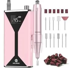 Broca Elétrica Profissional Para Unhas 45000RPM (Portátil & amp ; Recarregável) (Com 11 Brocas) Máquina De Lixa De Sem F