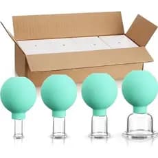 BBTO Conjunto De Ventosas De Vidro De 4 Peças Copos De Silicone Massagem A Vácuo Para Corpo Rosto Perna Braço Costas Omb