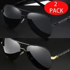Óculos de Sol Aviador ShineThru para Mulheres e Homens, Pacote com 2, Armação de Metal Fashion, Óculos de Sol de Verão,
