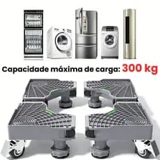 Suporte Para Geladeira / Maquina De Fogão Inox E Lavar Com Rodinhas Base Móvel Flexível Carrinho