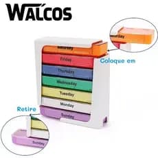 WALCOS Porta Comprimidos Semanal 28 Divisórias – Manhã Tarde Noite