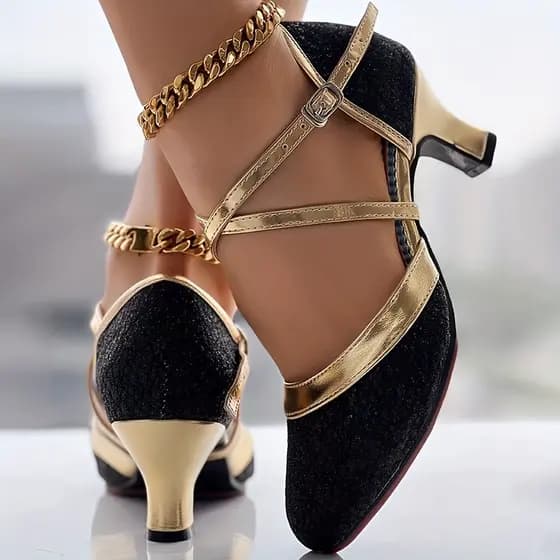Senhoras Sapatos De Dança Latina Ao Ar Livre Quadrada De Salto Médio De Salão , Femininos