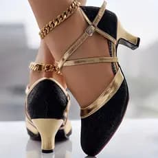 Senhoras Sapatos De Dança Latina Ao Ar Livre Quadrada De Salto Médio De Salão , Femininos