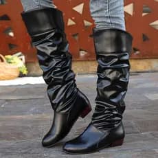 Botas Femininas Com Babados Na Altura Do Joelho , Sapatos Femininos