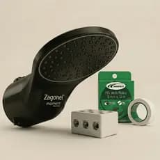 Kit Instala Fácil Ducha Eletrônica Zagonel Moment 220V 7500W PT/BR + Conector 50A + Veda Rosca