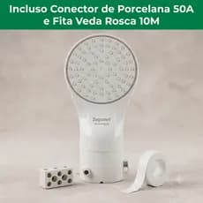 Chuveiro Elétrico Zagonel Moment 4 Temperaturas 220V 6800W + Kit Veda Rosca + Conector 50A