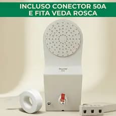 Chuveiro Ducha Zagonel Fit Branco + Kit Instalação Fácil e Veda Rosca E Conector Banho Quente