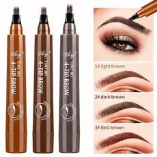 Caneta Sobrancelha 4 Pontas Microblading À Prova D'água - Longa Duração Efeito Fio a Fio