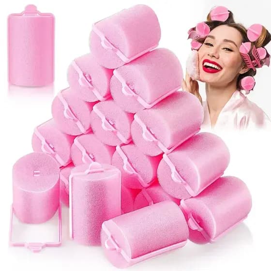 Kit 8 Bobes de Espuma Para Cachos - Modelador de Cabelo Rosa Sem Calor, Sem Danos - Cachos Definidos e Volumosos