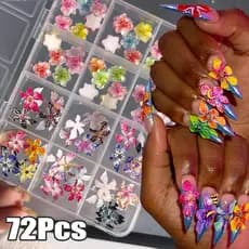 72 Grade De Resina Para Unhas Bowknot Urso Encantos Arte Bowknots Coração Flor Decoração Diy Pirulito 3D