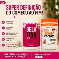 Kit Gelatina + Creme de Pentear Bomba Cachos 2x1Kg Hidralise